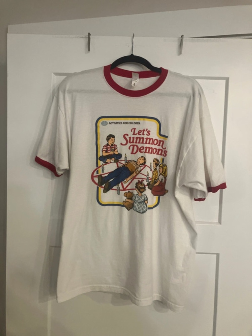Let’s Summon Demons Kids Graphic Ringer Tee - White with Red Trim